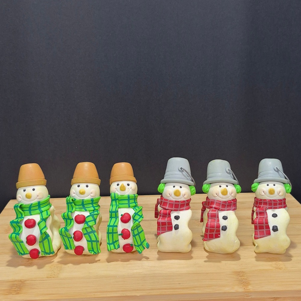 VTG 1990s Hallmark "The Snowmen of Mitford" Napkin Rings Set of 6 Y2K HTF RARE